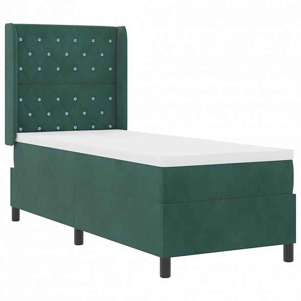 vidaXL Postel s boxspringem s matrací Tmavě zelená 80 x 200 cm samet