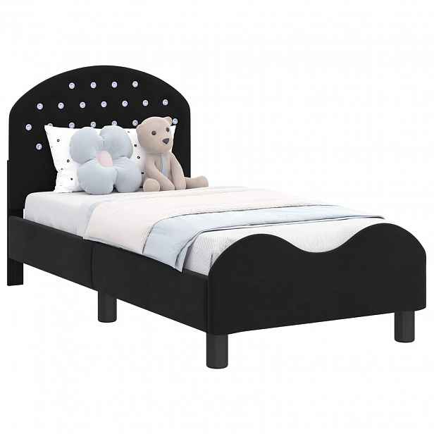 vidaXL Rám postele pro batole s čelem s čelo Černá 70 x 140 cm Samet