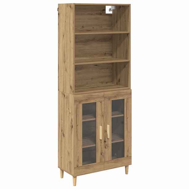 vidaXL Vysoký bufet Artisanový dub 69,5 x 32,5 x 180 cm