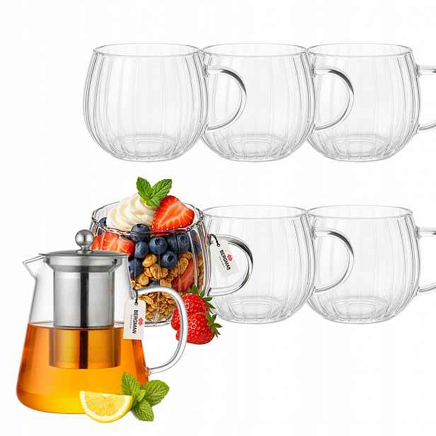Bergmanova sada: džbán 550 ml 6 rýhovaných šálků 350 ml