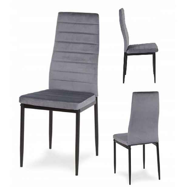 ModernHome LR-1494 Sada 4 ks jídelních židlí Velvet, šedá