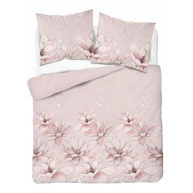 Povlečení Home Satin 220x200 růžové květy magnólie