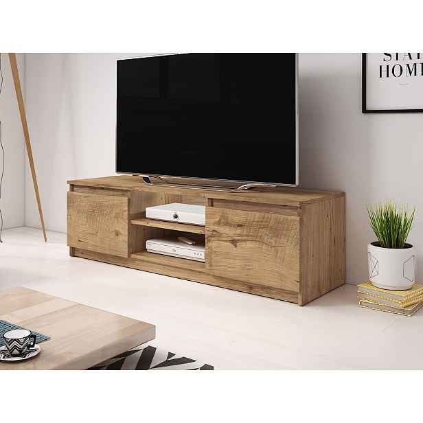 Televizní stolek s LED osvětlením KIKUKO - kaštan
