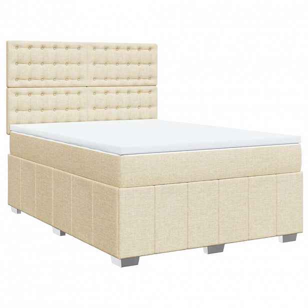 vidaXL Box spring postel s matrací krémová 140x190 cm textil