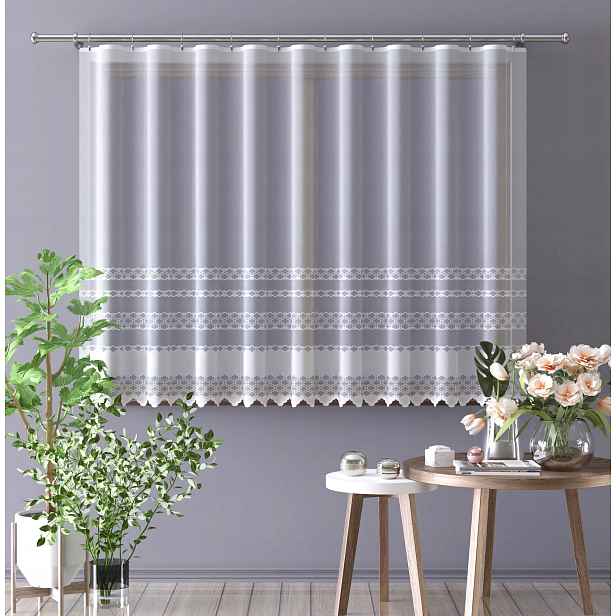 Mg Záclona 773/7 Bílá 500x160 cm Hotová Obšitá Polský M