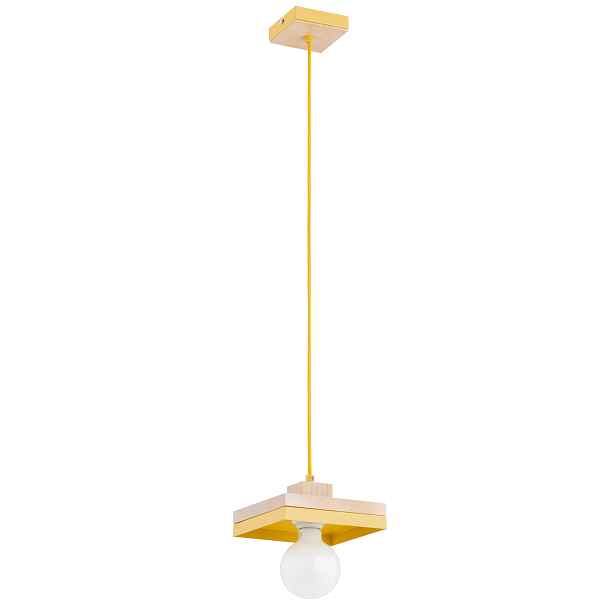 Alfa Miko závěsná lampa žluté dřevo/kov 1xE27 15W IP20