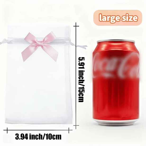 TEMU 40 ks Elegantních Bílých Dárkových Sáčků z Organzy se Stahovací Šňůrkou, 4"x6" (10cm×15cm) pro Bonbóny a Šperky, Ideální pro Svatby, Večírky a