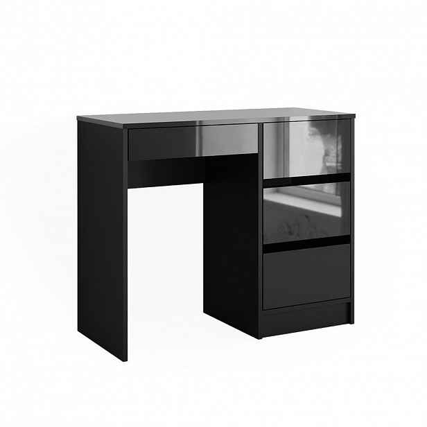 Vicco STŮL Sherry Antracitový vysoký lesk 90 x 40 cm se zásuvkami
