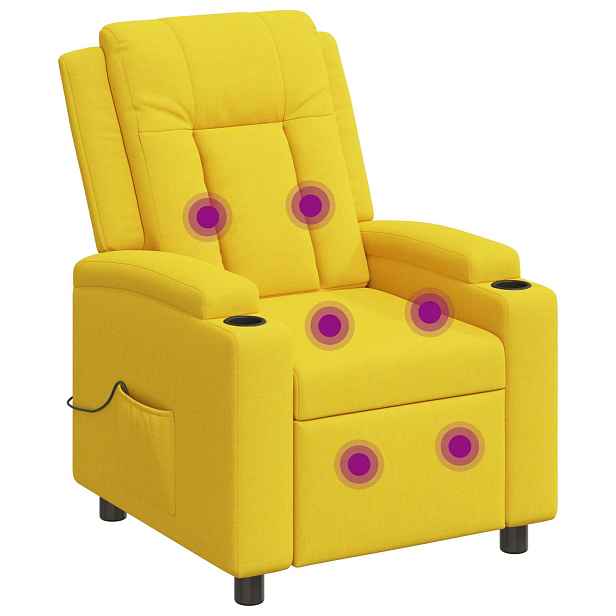 vidaXL Polohovací masážní křeslo Světlá žlutá 75 x 95 x 100 cm Textil