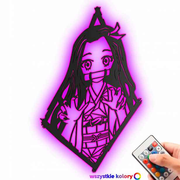 Dřevěný 3D obraz Anime Demon Slayer Nezuko Meč zabijáka Noční Lampa Led
