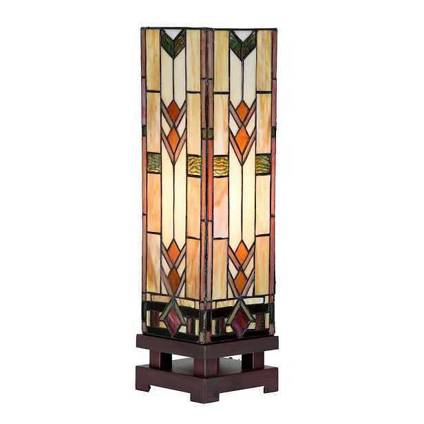 Béžovo-hnědá stolní tiffany lampa Claire - 15*15*54 cm E27/max 1*60W Clayre & Eef