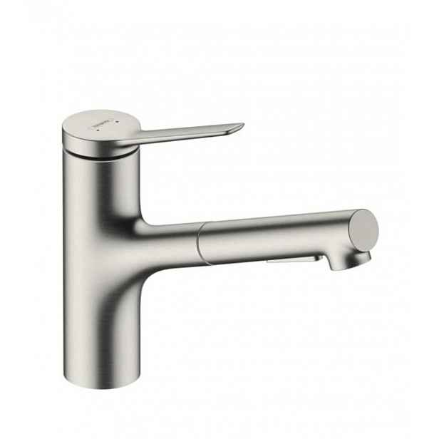 Dřezová baterie Hansgrohe Zesis s vytahovací sprškou, 2 proudy nerez 74800800