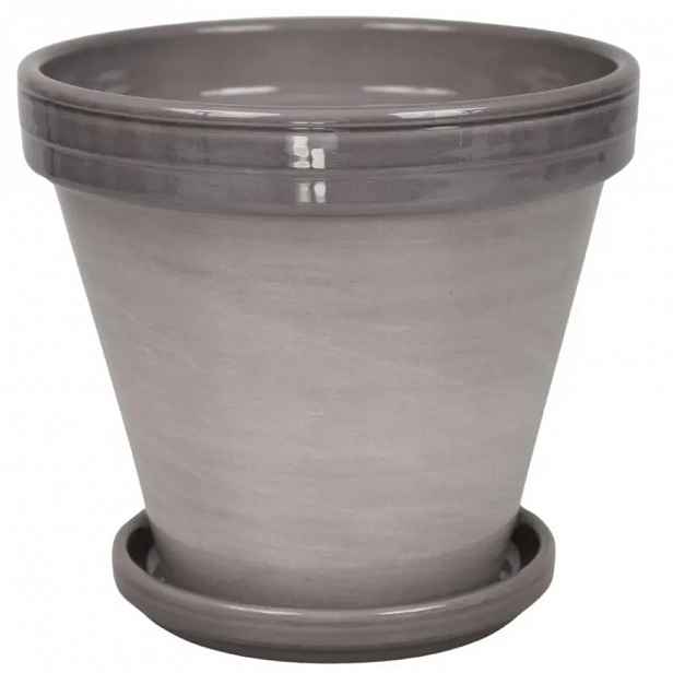 Květináč BLT šedý lazur 16 cm + podmiska 13 cm