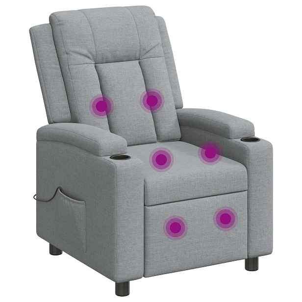 vidaXL Polohovací masážní křeslo Světle šedá 75 x 95 x 100 cm Textil