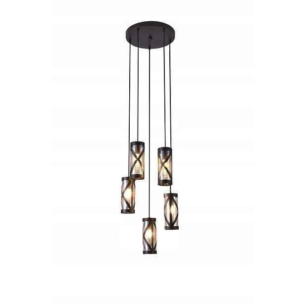 Závěsné industriální svítidlo E14 5x40W, hnědá barva, model 5340 Oberon Rabalux