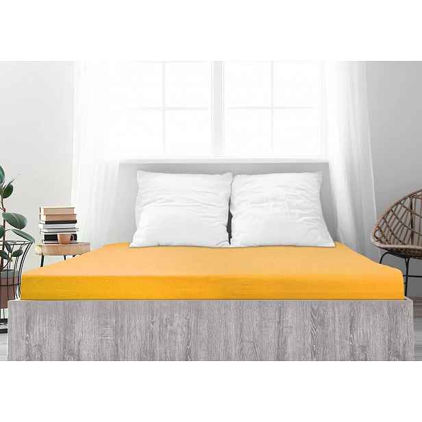Jersey prostěradlo z mako bavlny LUXORA 180x200 cm žluté