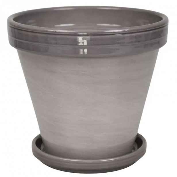 Květináč BLT šedý lazur 18 cm + podmiska 16 cm