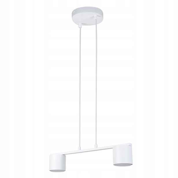 Moderní závěsná lampa, bílá, 2 spoty na liště, 46 cm, do jídelny Sigma