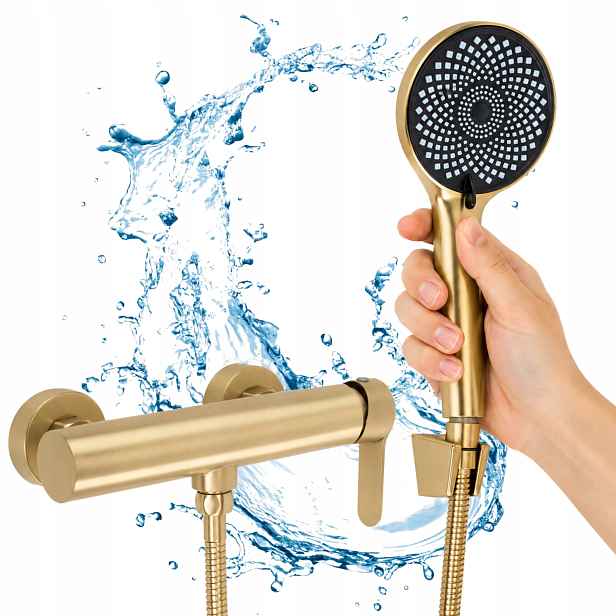 Sprchová baterie Rea Arcos Gold Brush nástěnná, páková