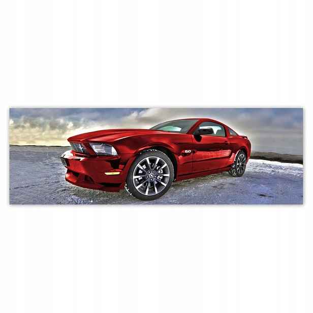 Plakáty 200x66 Červený Mustang Sníh