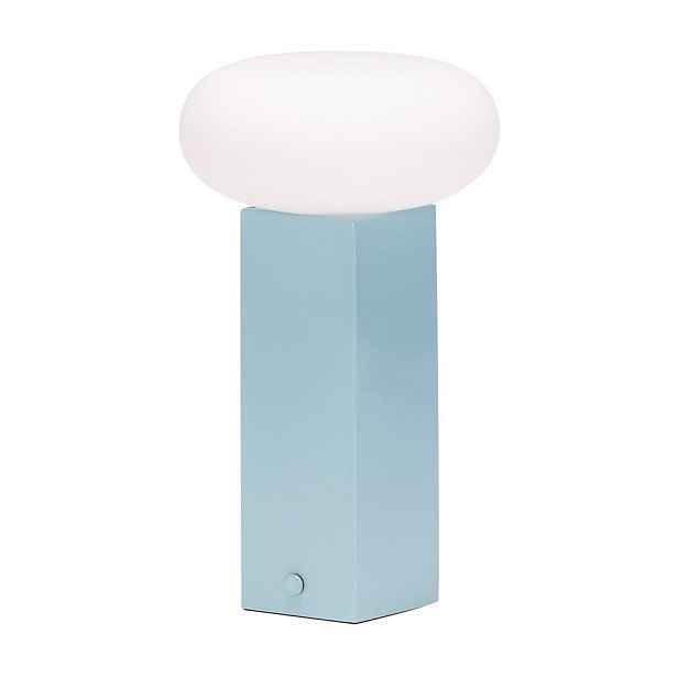 Modrá kovová LED stmívatelná stolní lampa se skleněným stínidlem (výška 20 cm) Low – Hübsch