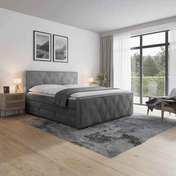Livetastic POSTEL BOXSPRING, 180/200 cm, světle šedá