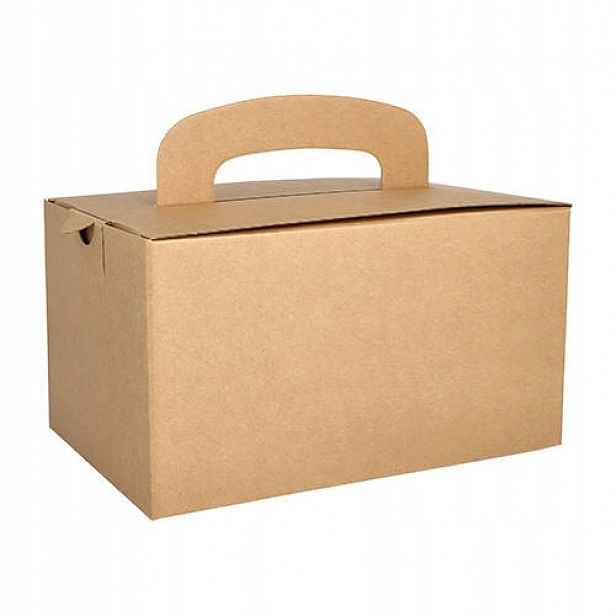 Obědový kartonový box s eko úchytem 22,5 x 15,5 x 12,5 cm, 20 ks