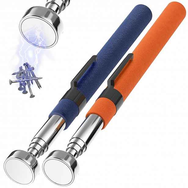 TEMU 2 ks Náhodná barva Odolné 8LB Oranžové a Modré Teleskopické Magnetické Tyče. Roztahovací na 72 cm, Ocelový Magnetický Nástroj, Teleskopický