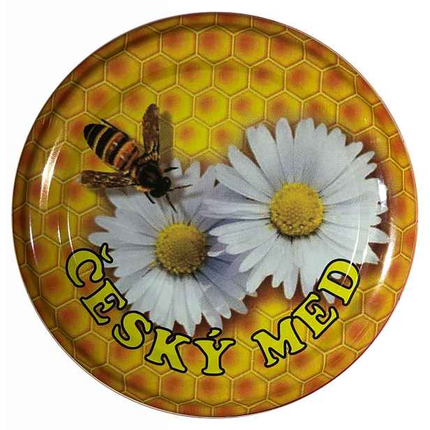 Víčko na med TO 82 český med - kopretiny na sklenici s medem