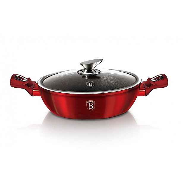 Berlingerhaus Pekáč kulatý s mramorovým povrchem a poklicí 24 cm Burgundy Metallic Line BH-1262