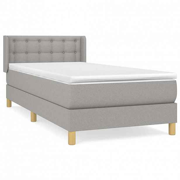 vidaXL Box spring postel s matrací světle šedá 90x190 cm textil