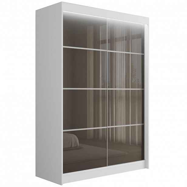 ALTDECOR ŠATNÍ SKŘÍŇ PEKA III s LED - 150 cm - bílá|šedá