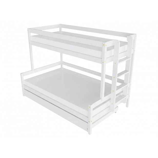Benlemi Patrová postel LUCKY s bočním žebříkem 90x200, 120x200 cm Zvolte barvu: Bílá, Zvolte šuplík: Přistýlka 90x190 cm, Zvolte stranu: Vpravo