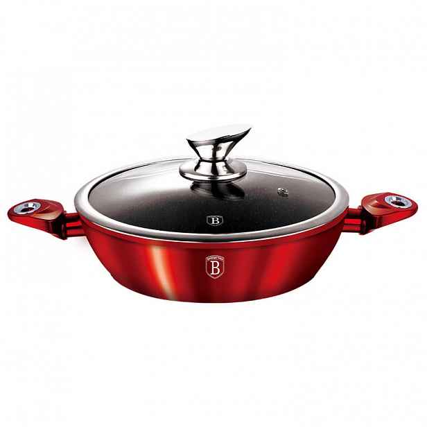Berlingerhaus Pekáč kulatý s mramorovým povrchem a poklicí 24 cm Burgundy Metallic Line BH-1262