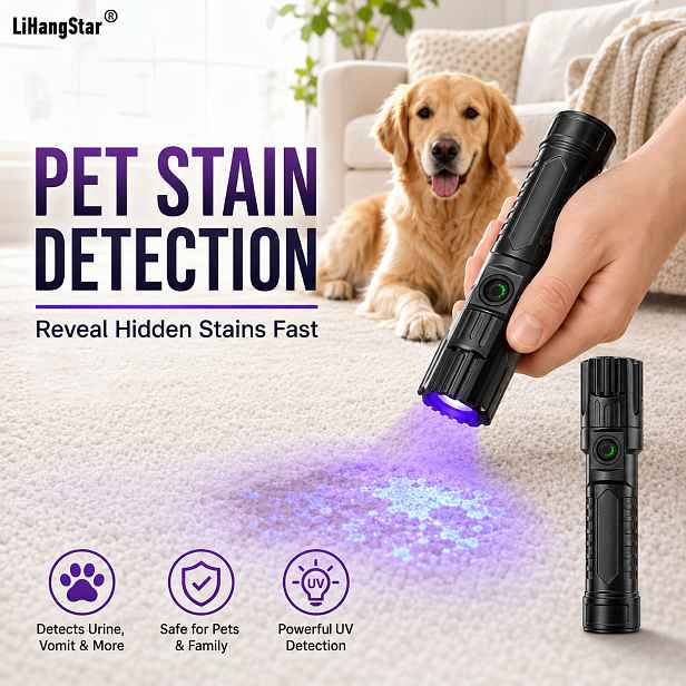 TEMU USB dobíjecí UV svítilna, přenosné taktické UV detekční světlo, ideální pro detekci skvrn od domácích mazlíčků, chytání škorpiónů, inspekce