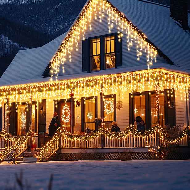 TEMU Vánoční venkovní ledovka s osvětlením 31+4M 860LED, napájením ze zásuvky, 8 režimů, časované dálkové ovládání, blesk, možno připojit 5 řetězů,