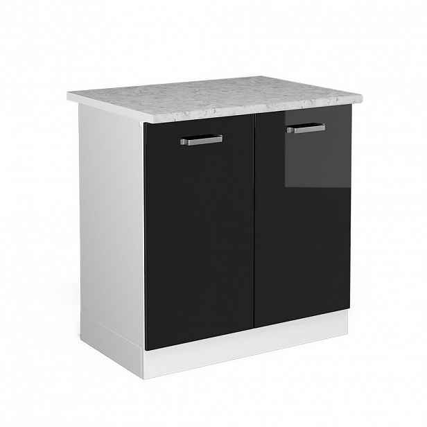 Vicco ZÁKLADNÍ JEDNOTKA PRO DŘEZ R-Line Černý vysoký lesk 80 cm s dvířky, s pracovní deskou