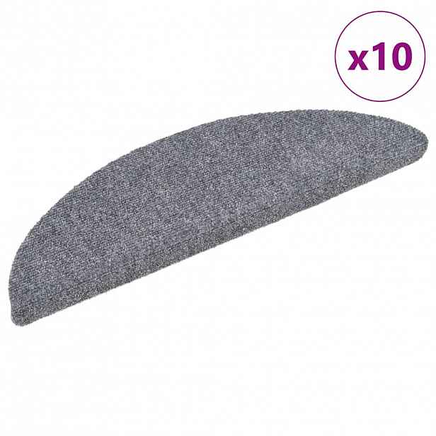 vidaXL Schodové rohože samolepicí 10 ks 56 x 17 x 3 cm světle šedé půlkulaté