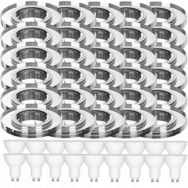 30x Pevná Stropní Lampa Halogenová Objímka Sklo Led Žárovky 5W
