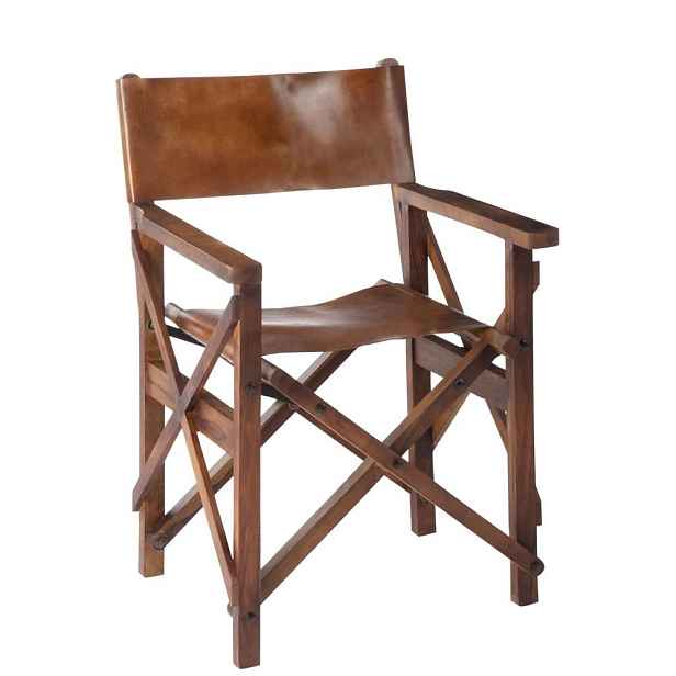 Režisérské kožené skládací křeslo - 56*56*88 cm J-Line by Jolipa
