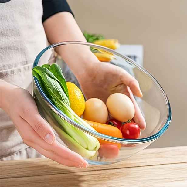 TEMU 2700ml Odolná Míchací Miska z Borosilikátového Skla - Vhodná do Mikrovlnné Trouby, Silná pro Odolnost vůči Teplu, Perfektní pro Kuchyni &