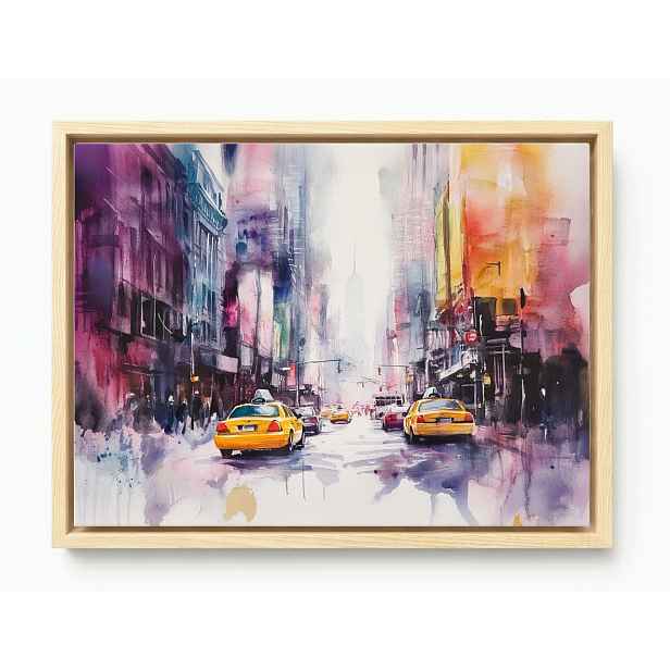 Obraz Rama American Box Město New York Ulice Auta Žluté Taxi 80x60