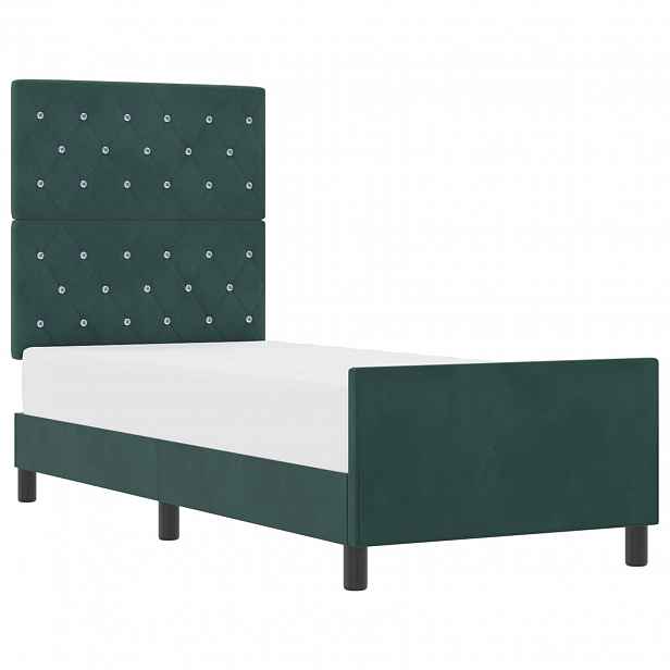 vidaXL Postel s boxspringem s čelo Tmavě zelená 80 x 200 cm samet