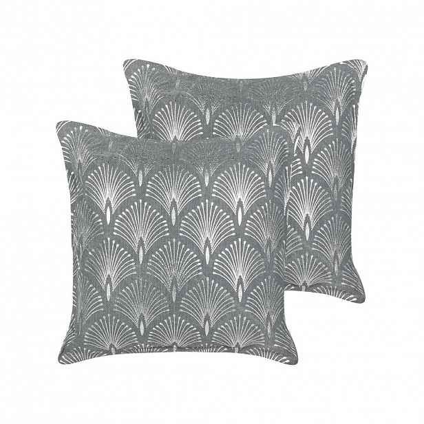 Beliani DEKORATIVNÍ polštář sada 2 ks Šedý 45/45 cm Hoya