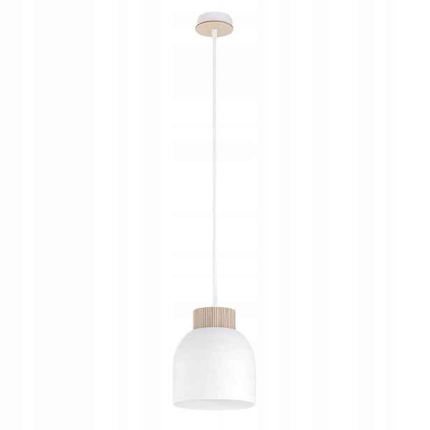 Emibig Vigo závěsná lampa bílá dřevo 1xE27 skandinávská