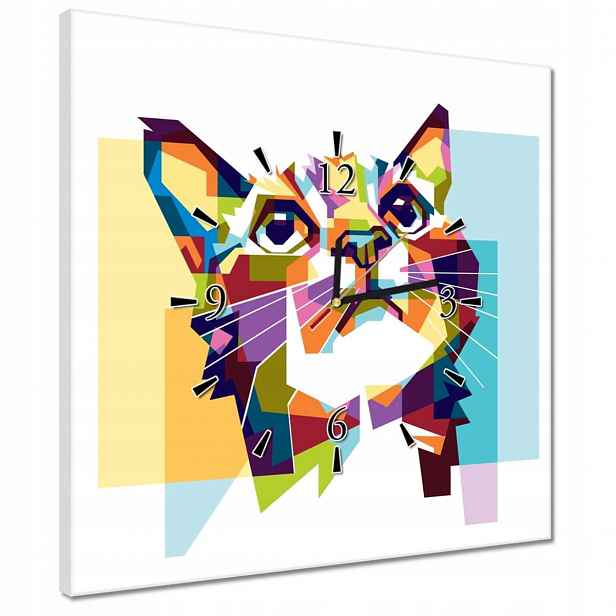 Hodiny 40x40 Abstraktní kočka
