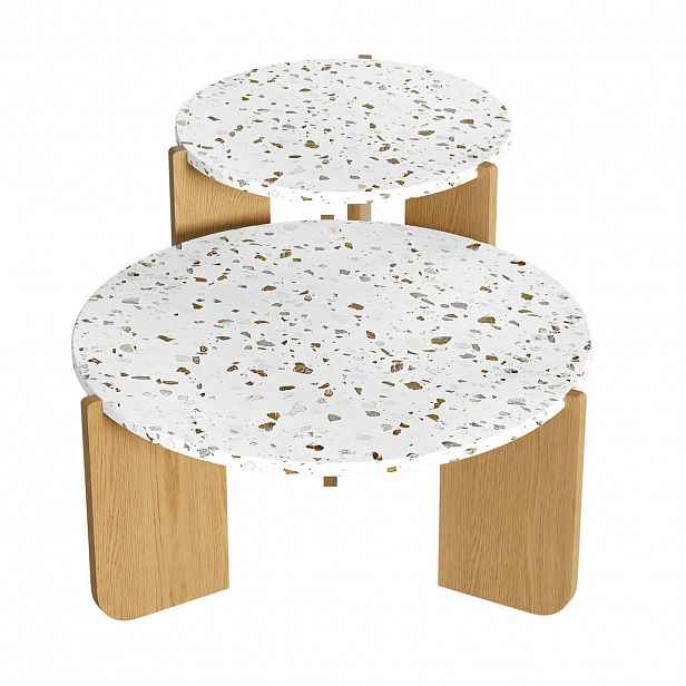 Modfu SADA konferenčních stolků z MDF 70x70x35 a 50x50x45,5 cm přírodní s flexibilním zasouvacím designem a dekorativním vzorem