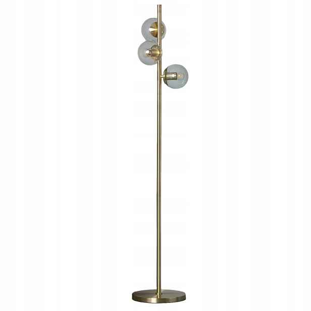 Stojací lampa na podlahu, zlatá, skleněné koule, 3 body, moderní, 150 cm Abruzzo