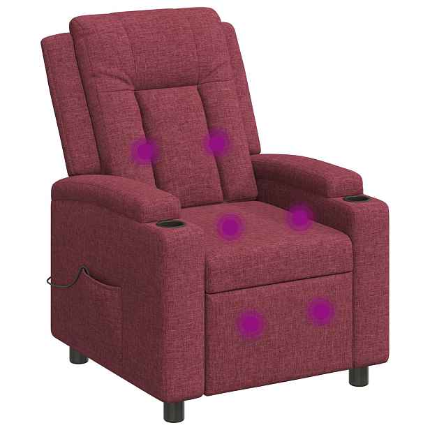 vidaXL Polohovací masážní křeslo Víno Červené 75 x 95 x 100 cm Textil