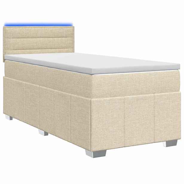 vidaXL Postel boxspring s matrací s čelo Krémová 90 x 200 cm Textil